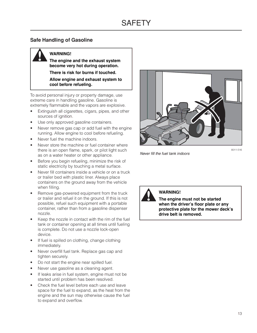 Husqvarna PZ29 CE manual Safe Handling of Gasoline 