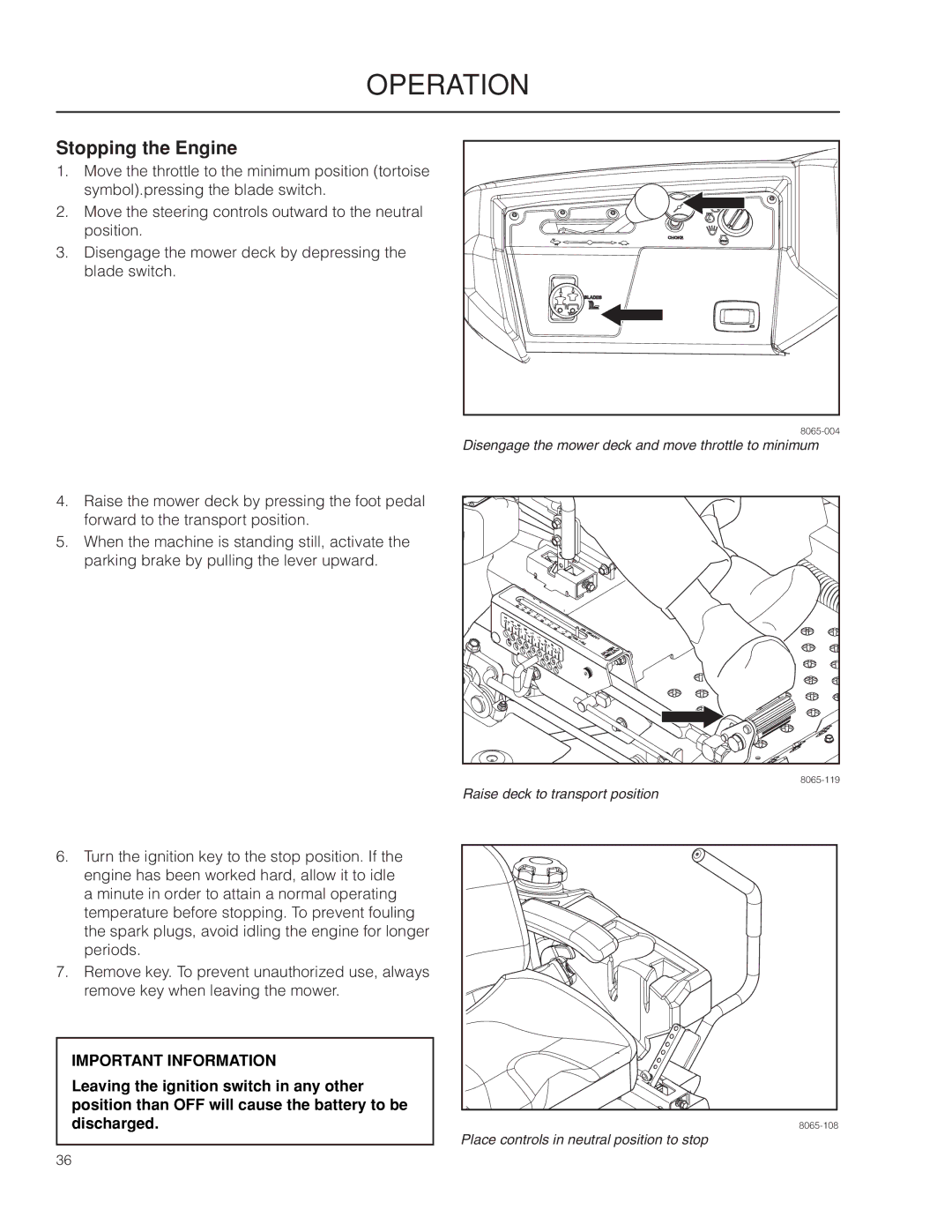 Husqvarna PZ29 CE manual Stopping the Engine 