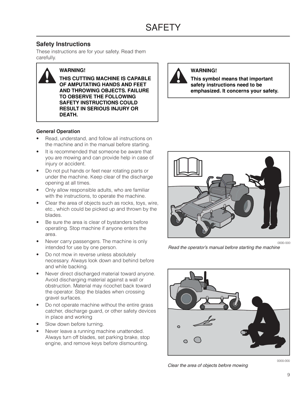 Husqvarna PZ29 CE manual Safety Instructions, General Operation 