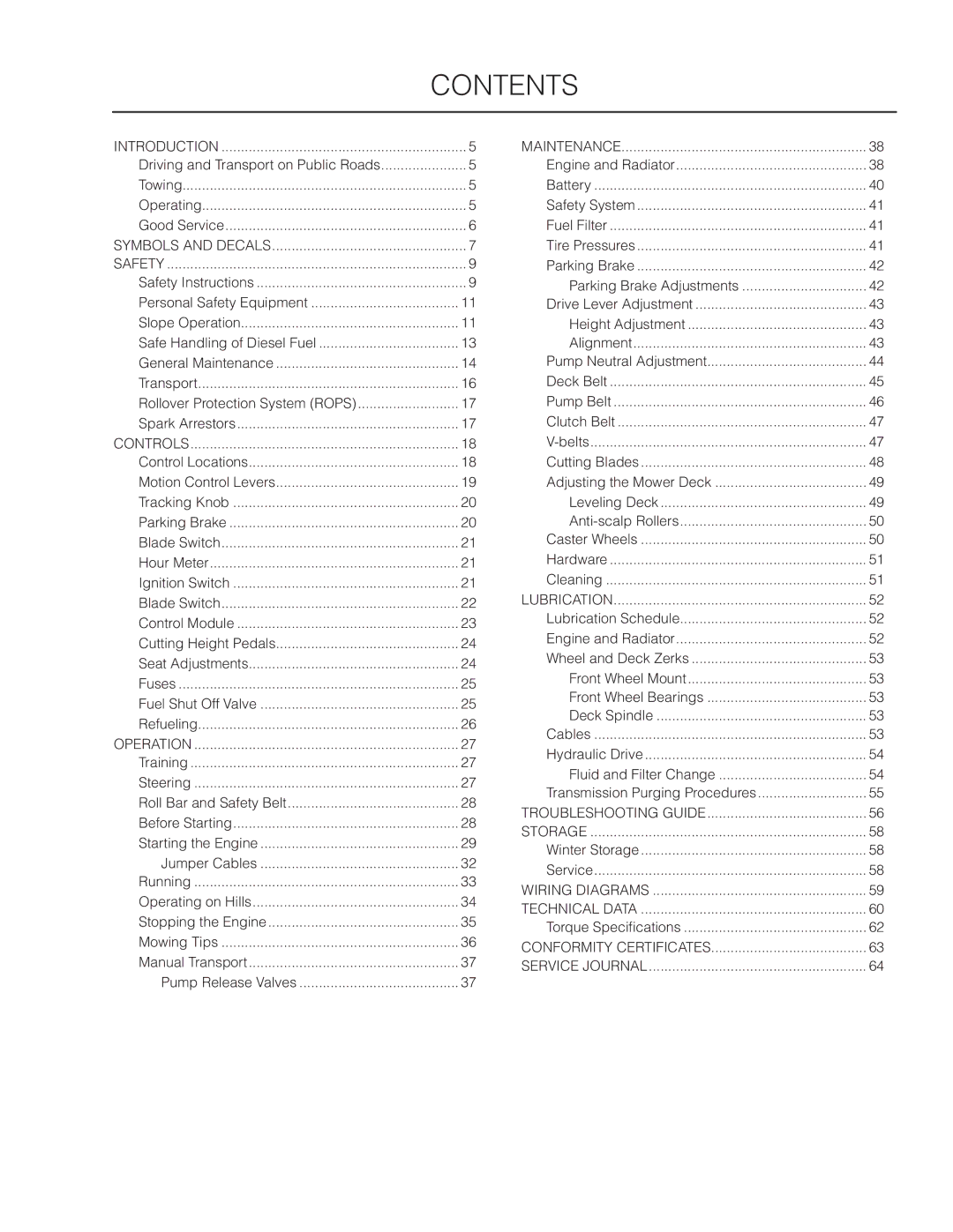 Husqvarna PZ29D BF, PZ6029D manual Contents 