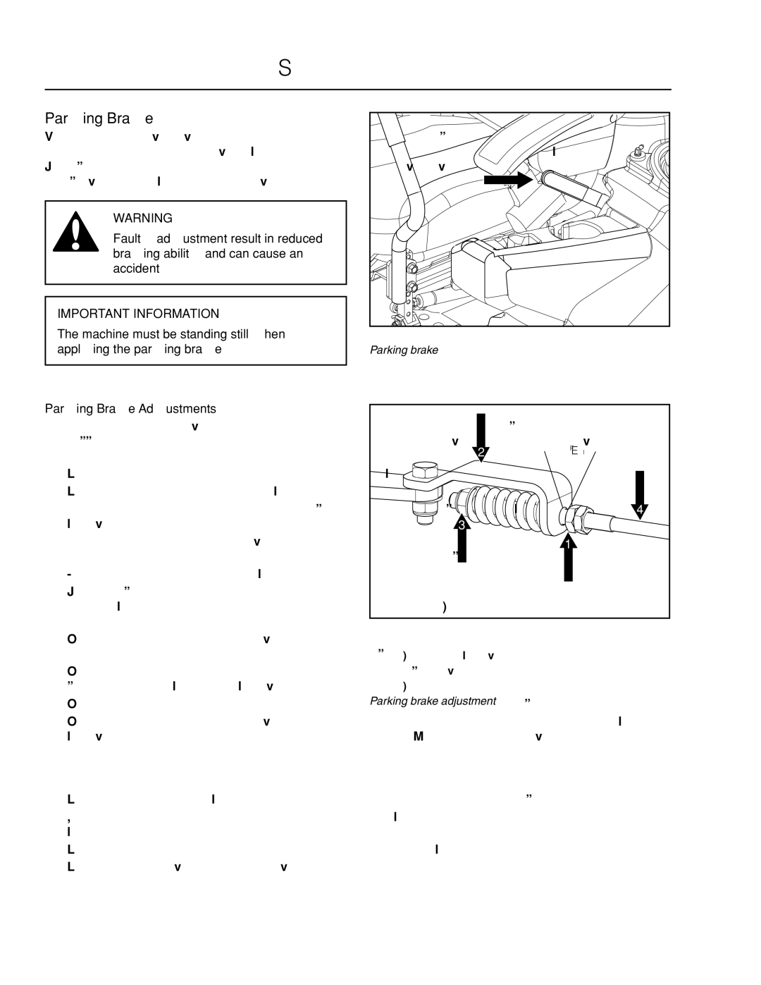 Husqvarna PZ6029D, PZ29D BF manual Parking brake adjustment 