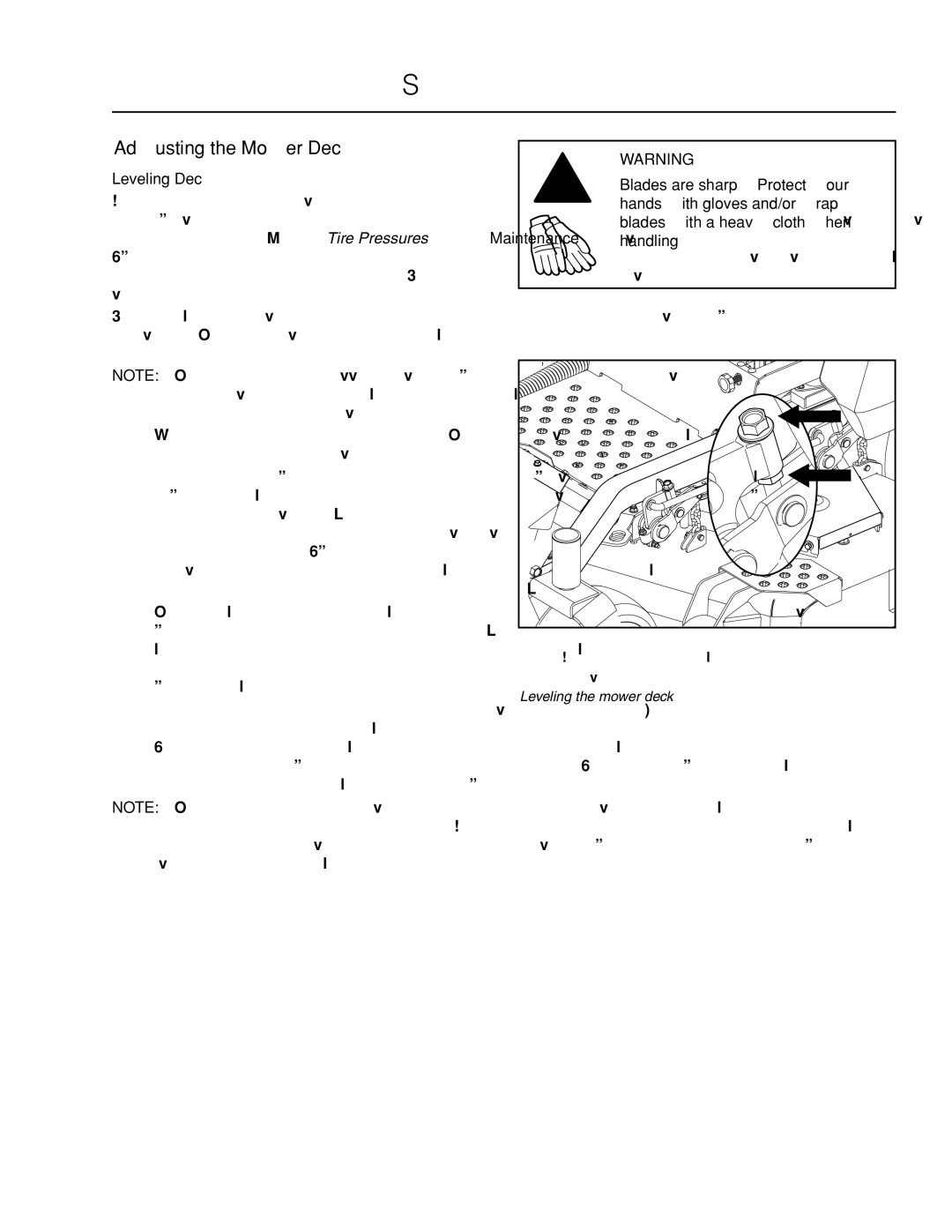 Husqvarna PZ29D BF, PZ6029D manual Adjusting the Mower Deck, Leveling Deck 