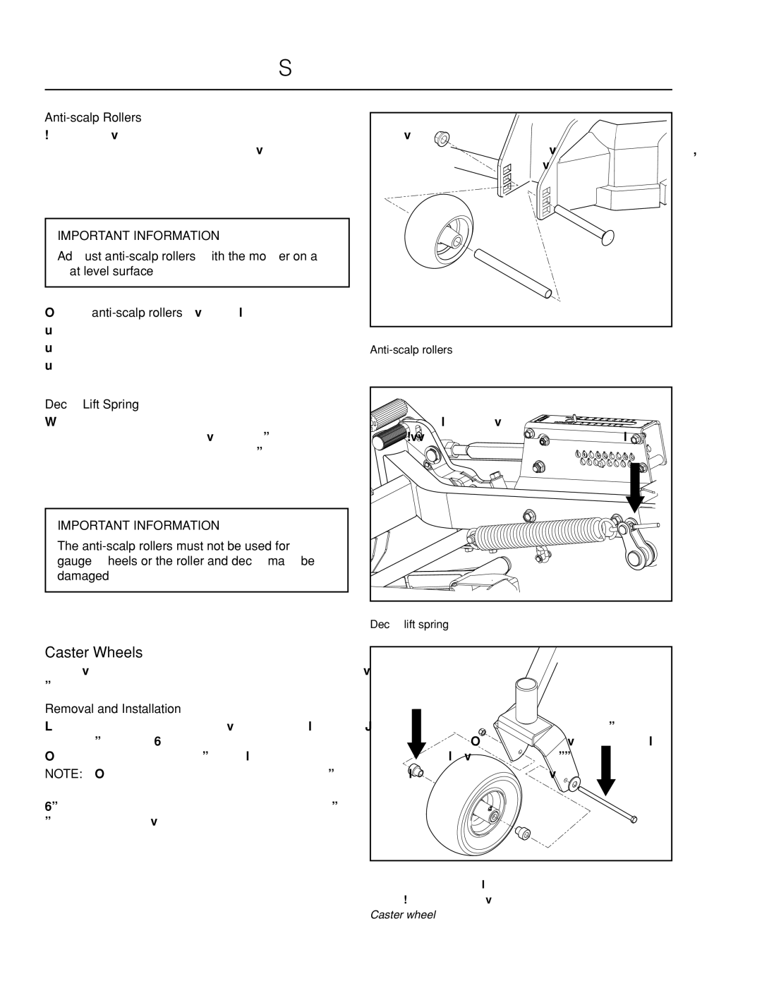 Husqvarna PZ6029D, PZ29D BF manual Caster Wheels, Anti-scalp Rollers, Deck Lift Spring, Removal and Installation 