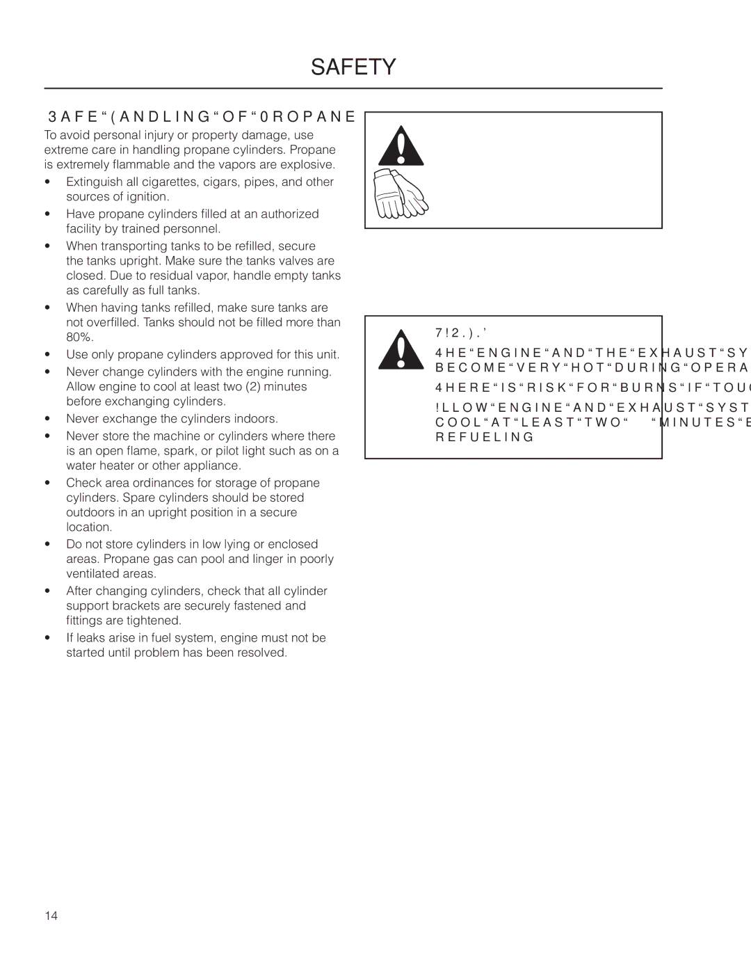 Husqvarna PZ7234FX / 966061401, PZ6034FX / 966516801, PZ6029PFX / 966062201, PZ6030CV / 966061101 Safe Handling of Propane 