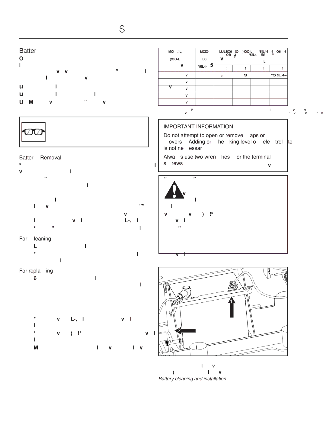 Husqvarna PZ6034FX / 966516801, PZ6029PFX / 966062201, PZ7234FX / 966061401 manual Battery, For cleaning, For replacing 