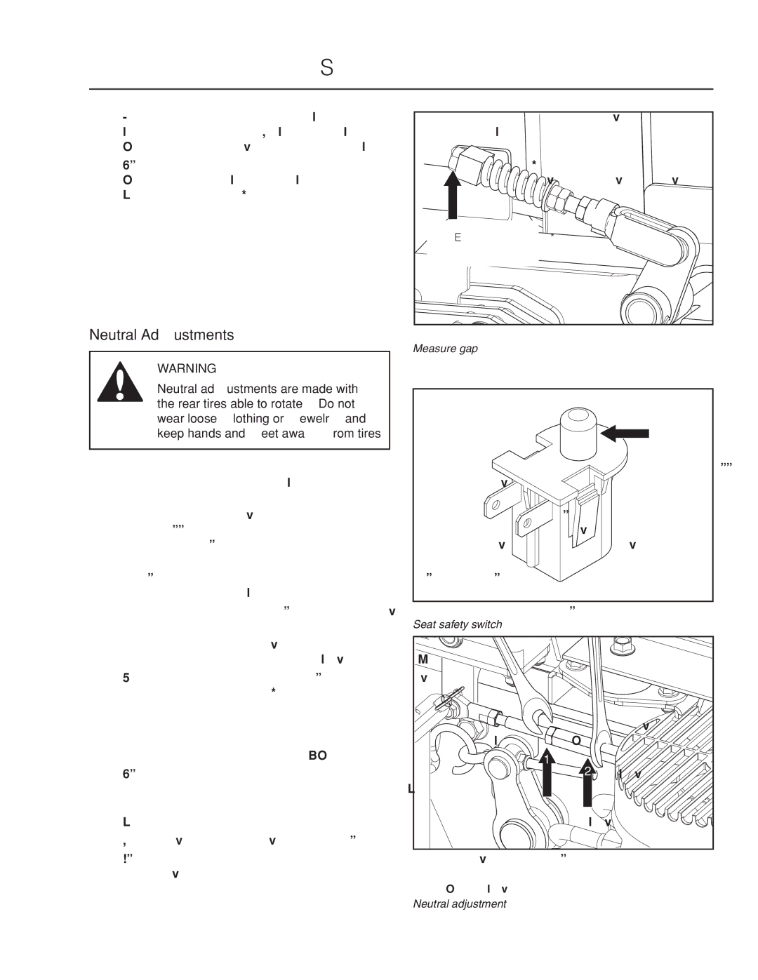 Husqvarna PZ6030CV / 966061101, PZ6034FX / 966516801, PZ6029PFX / 966062201, PZ7234FX / 966061401 manual Neutral Adjustments 