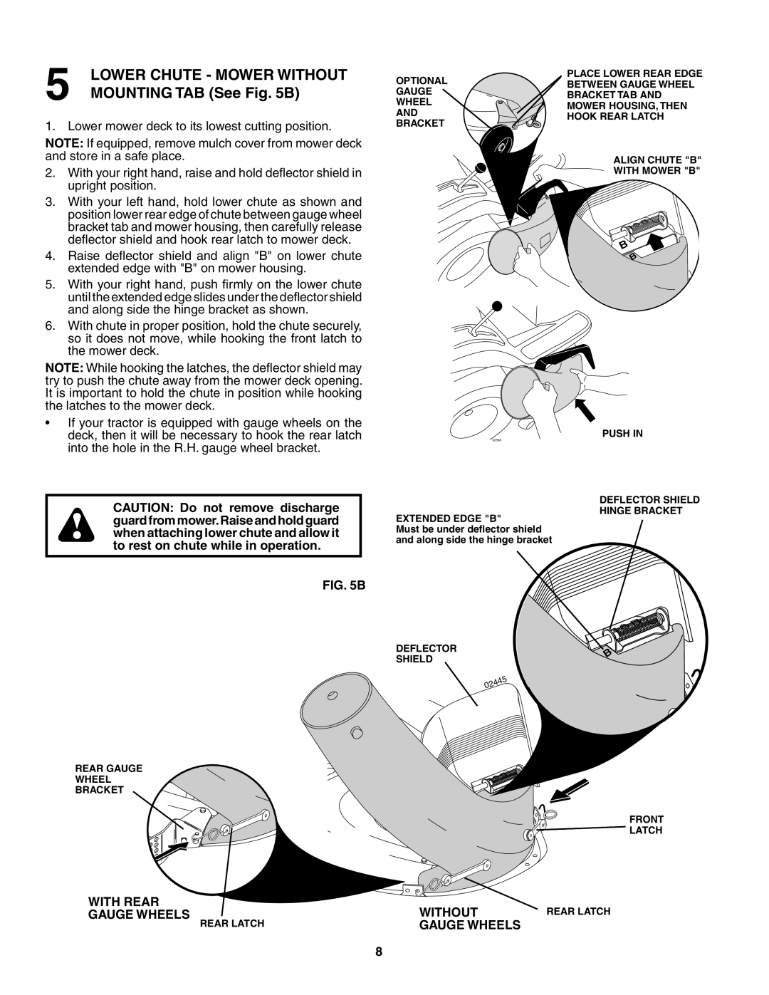 Husqvarna QCT42 owner manual Mounting TAB See B, With Rear Without 