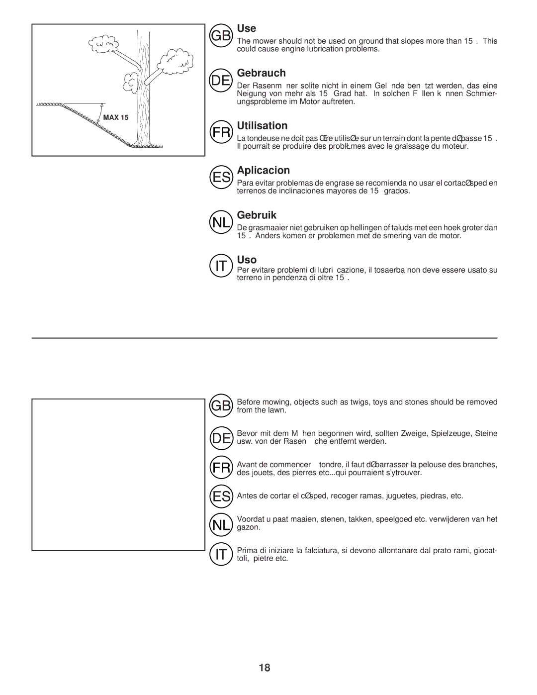 Husqvarna R 152SVH instruction manual Use, Gebrauch, Utilisation, Aplicacion, Gebruik, Uso 