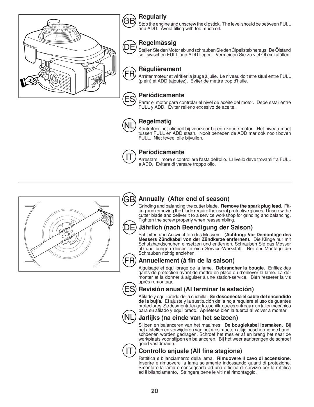 Husqvarna R 152SVH instruction manual Regularly, Regelmässig, Régulièrement, Periódicamente, Regelmatig, Periodicamente 