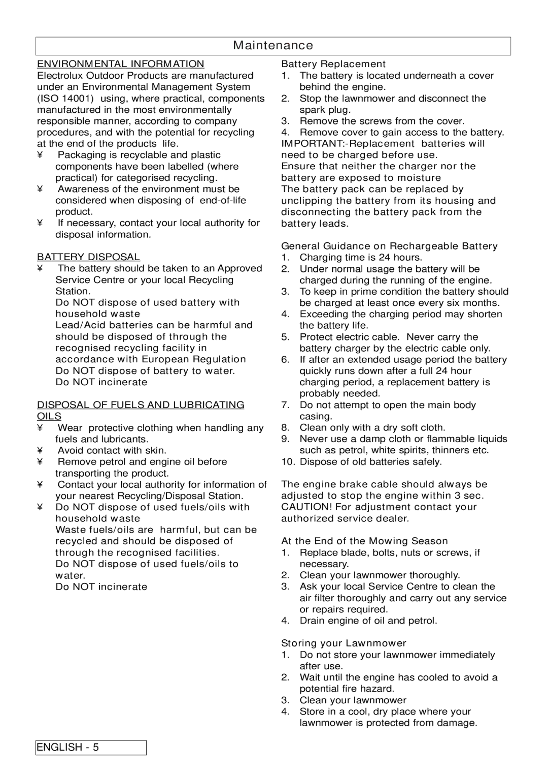 Husqvarna R 50S / BBC, R 50SE manual Environmental Information 