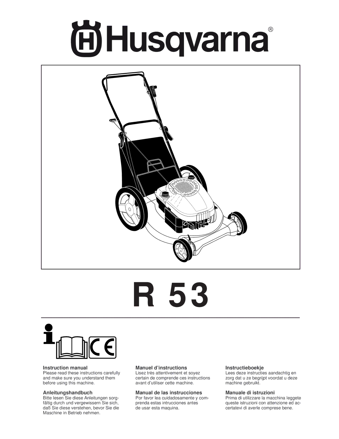 Husqvarna R 53 instruction manual Manual de las instrucciones 