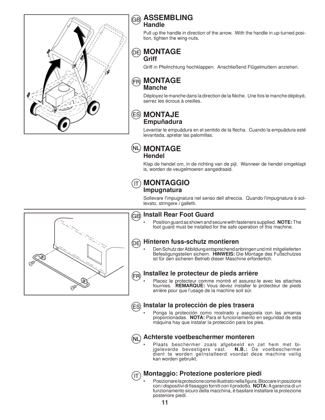 Husqvarna R 53 instruction manual Assembling, Montage, Montaje, Montaggio 