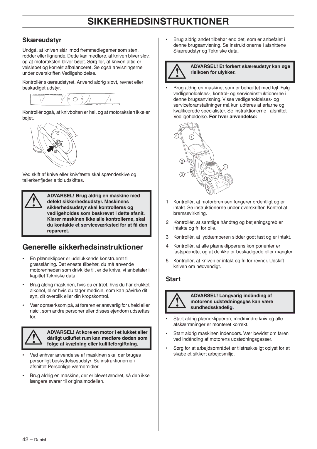 Husqvarna R148 SV, M148 SV manual Generelle sikkerhedsinstruktioner, Skæreudstyr, Risikoen for ulykker 