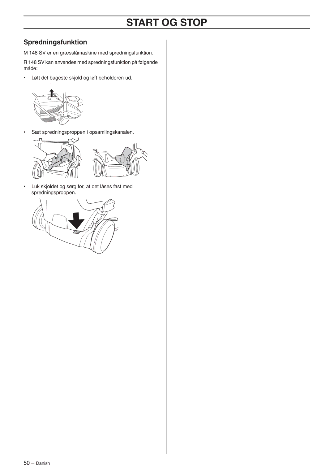 Husqvarna R148 SV, M148 SV manual Spredningsfunktion 