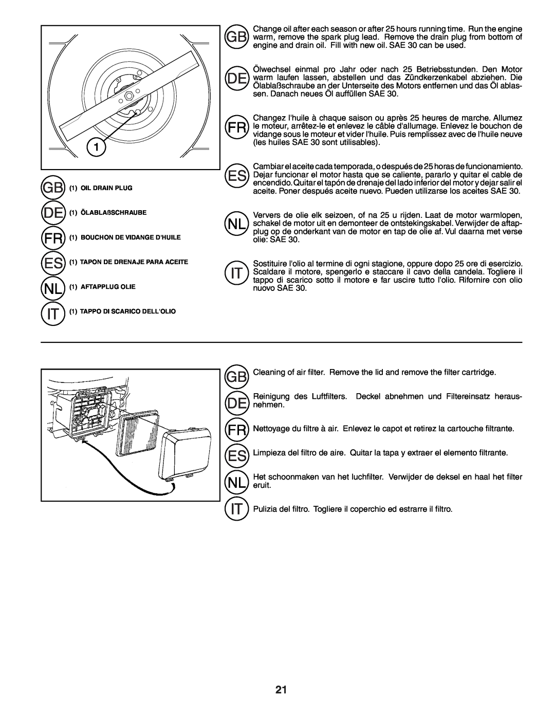 Husqvarna R152SV instruction manual Cleaning of air ﬁ lter. Remove the lid and remove the ﬁ lter cartridge 