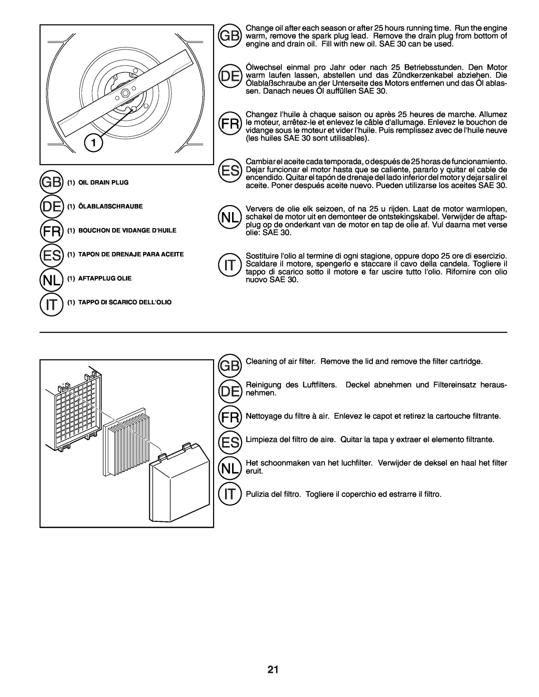 Husqvarna R152SVBBC instruction manual Cleaning of air ﬁ lter. Remove the lid and remove the ﬁ lter cartridge 