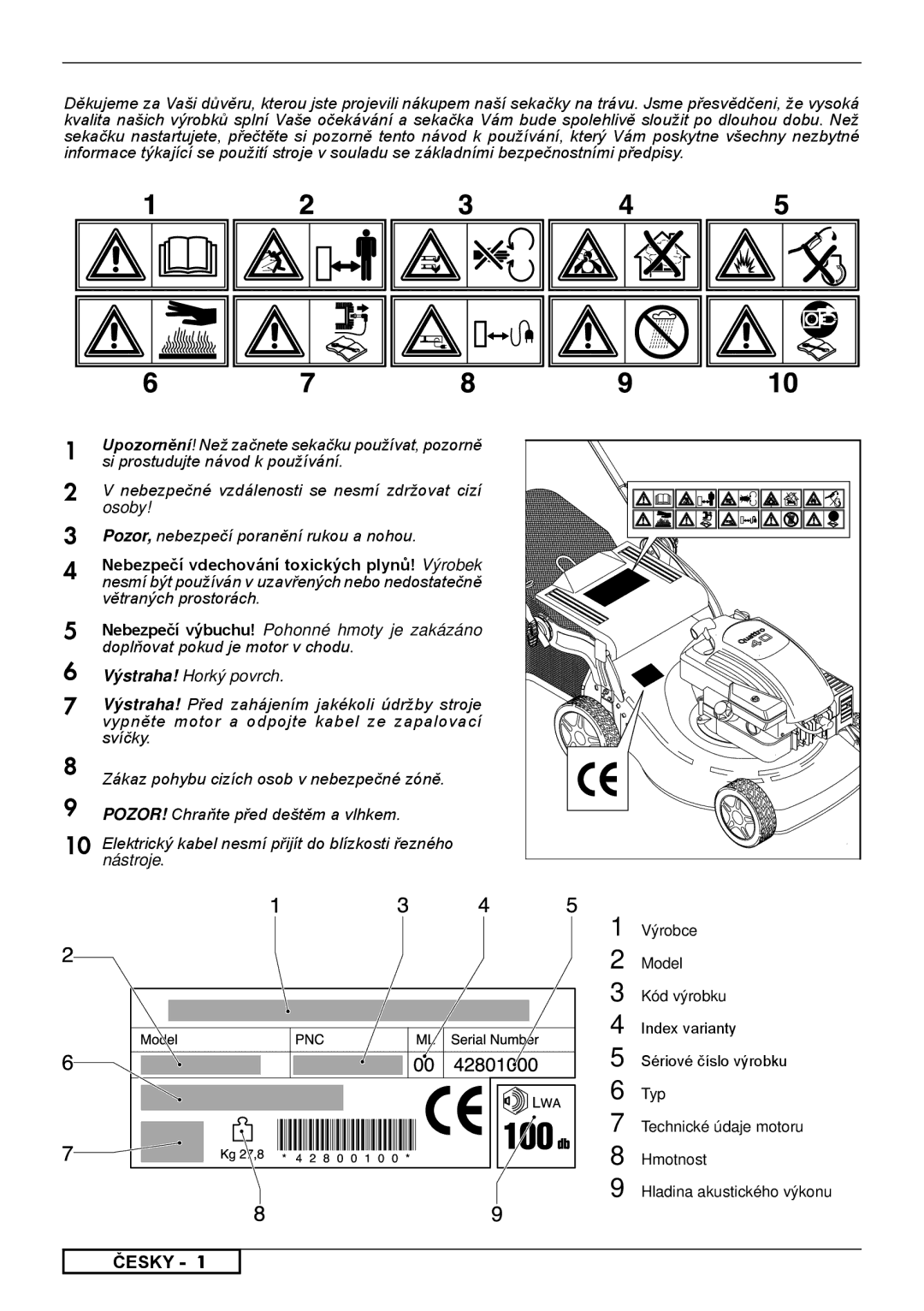 Husqvarna R153SV, R150SVH, R151SV, R151SH, R150SH, R147SE, R146S manual Česky 