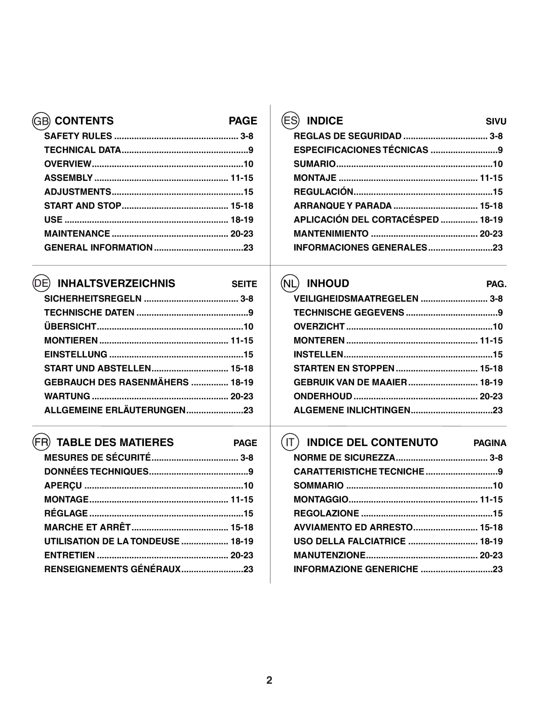 Husqvarna R52SE instruction manual Contents 