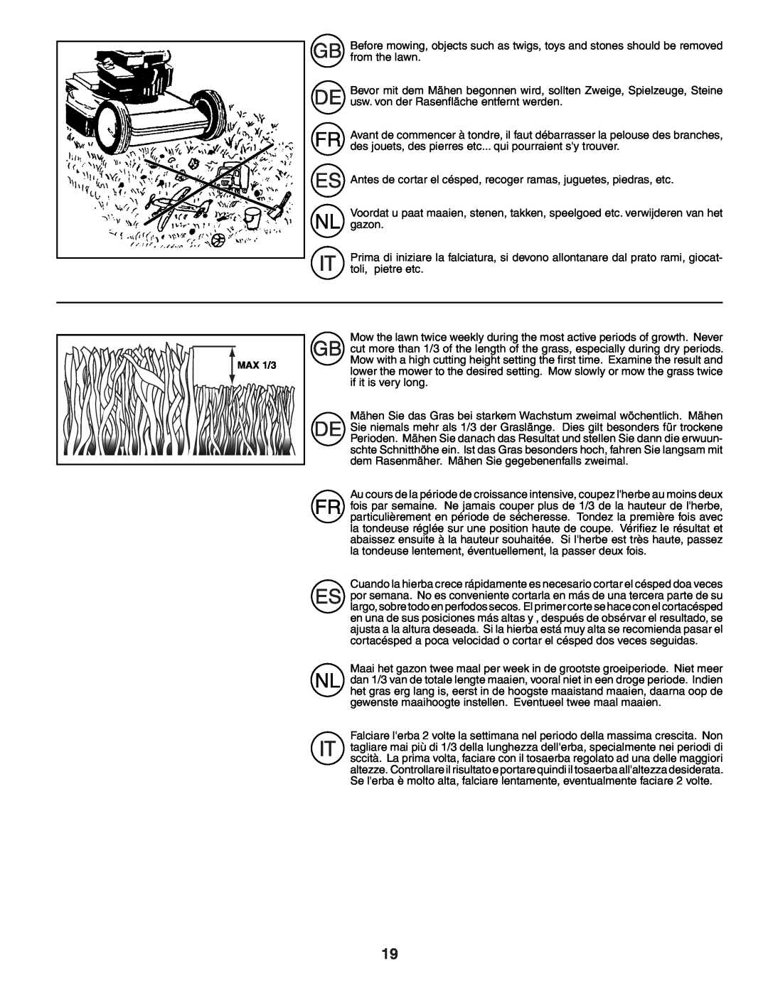 Husqvarna R52SE instruction manual Antes de cortar el césped, recoger ramas, juguetes, piedras, etc 