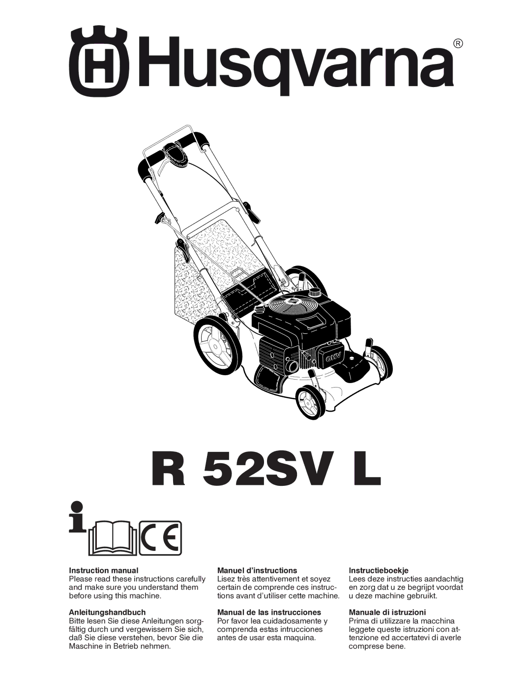 Husqvarna R52SVL instruction manual 52SV L 