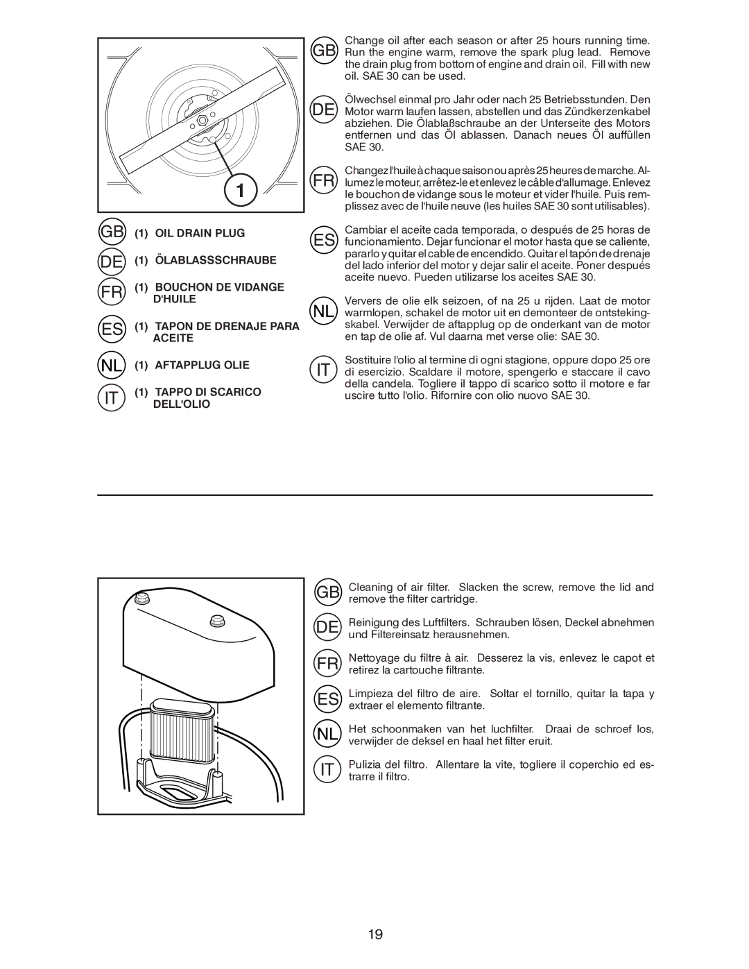 Husqvarna R52SVL instruction manual Bouchon DE Vidange 