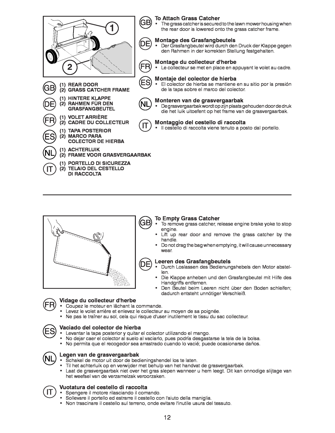 Husqvarna R52SVL instruction manual To Attach Grass Catcher, Montage des Grasfangbeutels, Montage du collecteur dherbe 