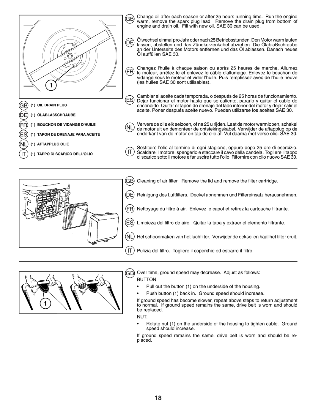 Husqvarna R53SVW instruction manual Button 