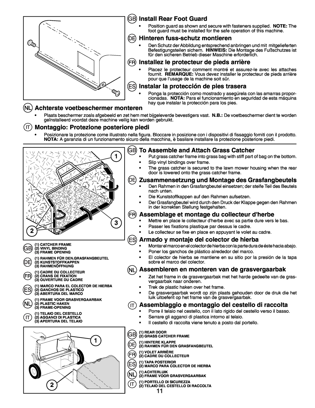 Husqvarna R53SVW instruction manual Install Rear Foot Guard 