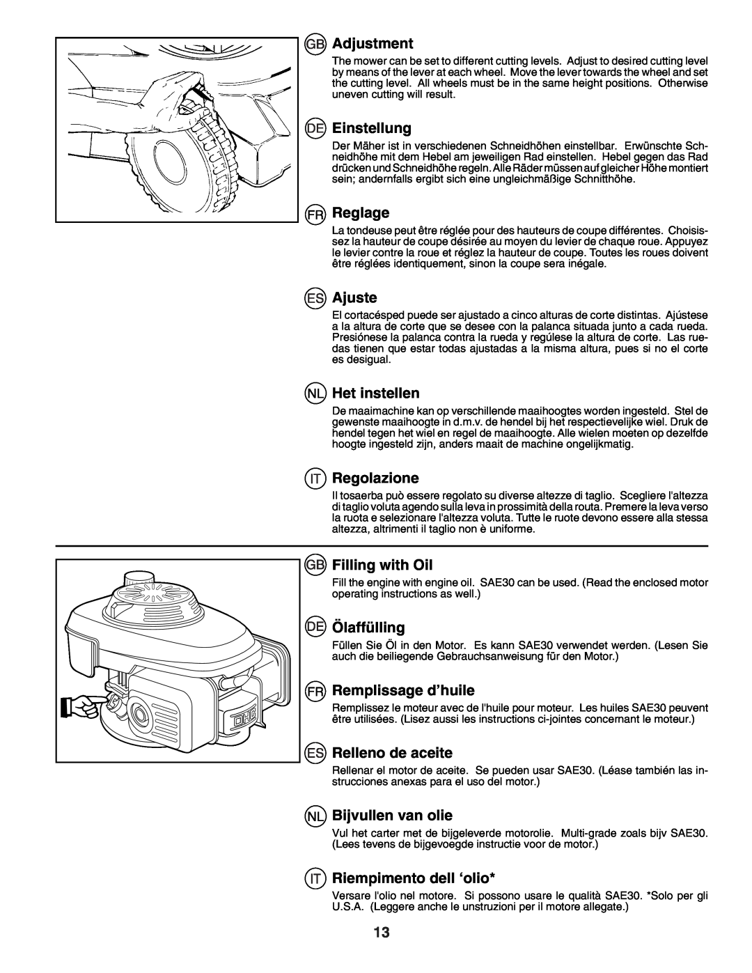 Husqvarna R53SVW instruction manual Adjustment 