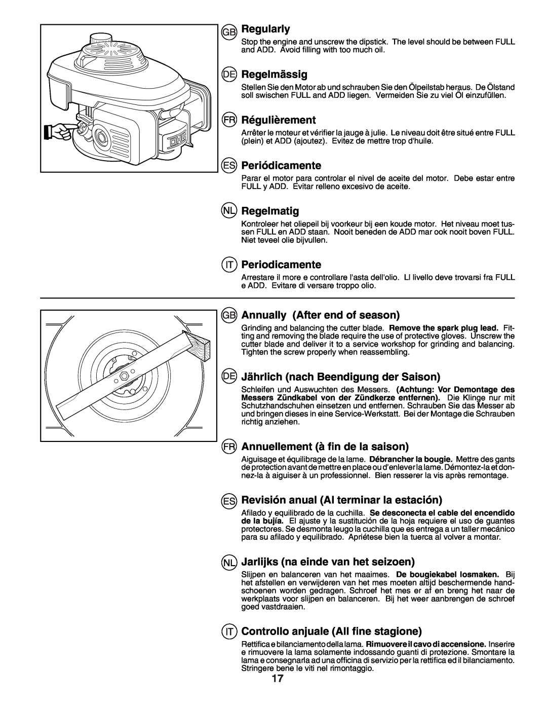 Husqvarna R53SVW instruction manual Regularly 