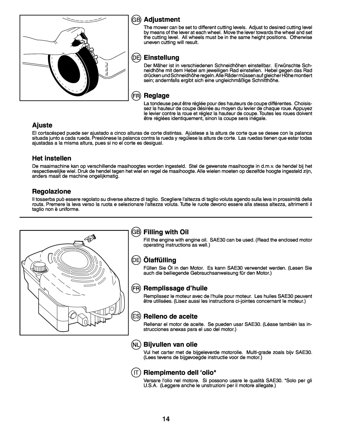 Husqvarna R53W instruction manual Ajuste 