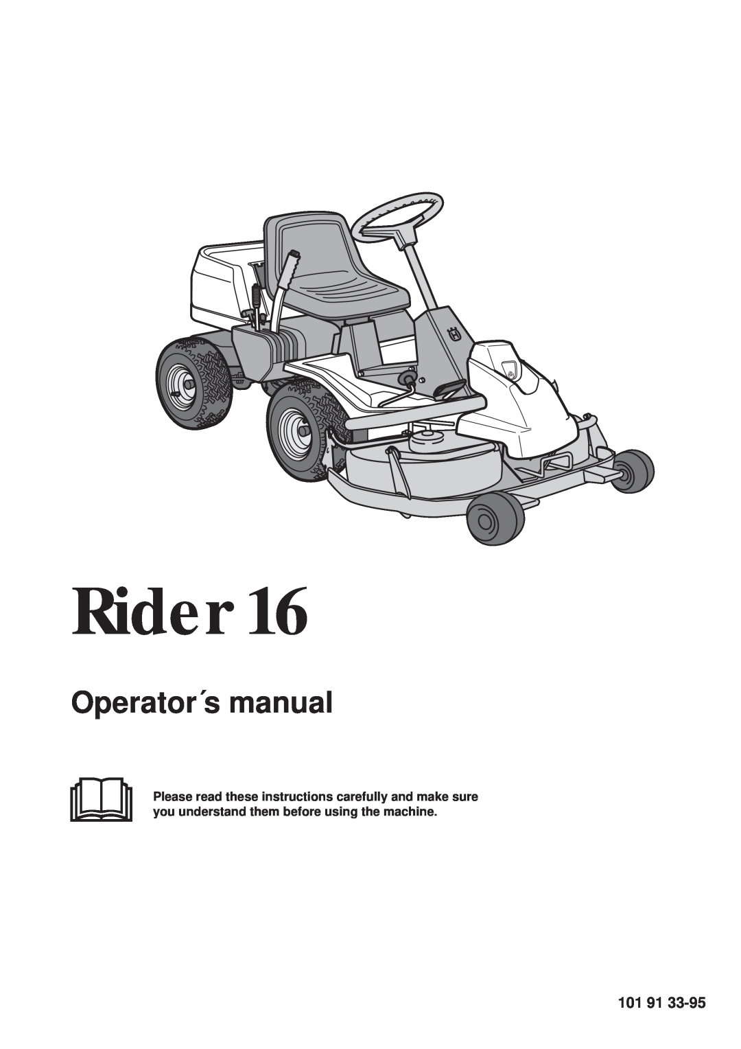 Husqvarna Rider 16 manual 101, Operator´s manual 
