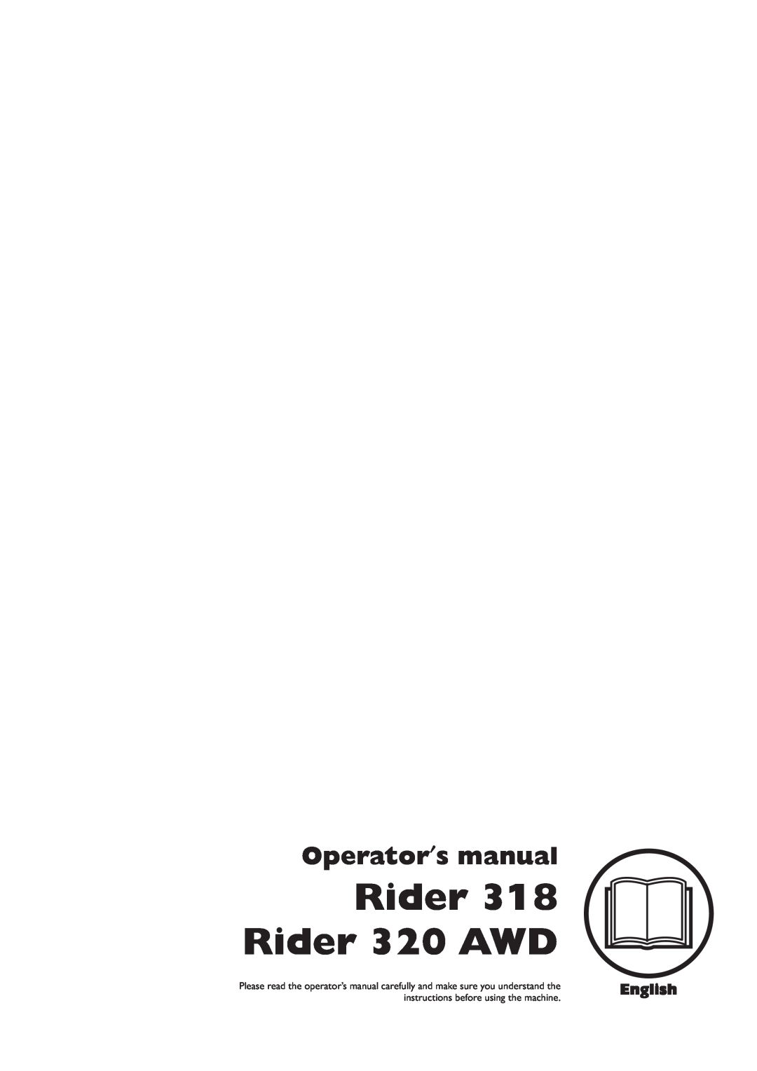 Husqvarna manual Rider 318 Rider 320 AWD, Operator′s manual, English 