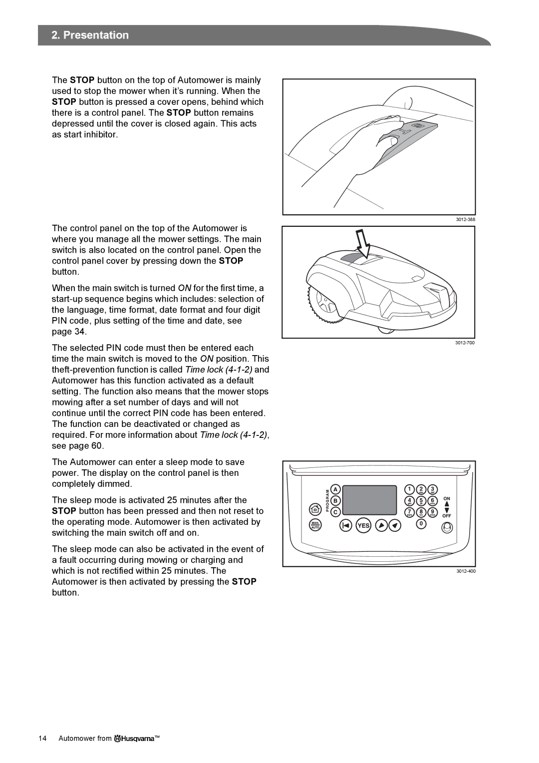 Husqvarna Robotic Lawn Mowe manual 3012-388 3012-700 3012-400 