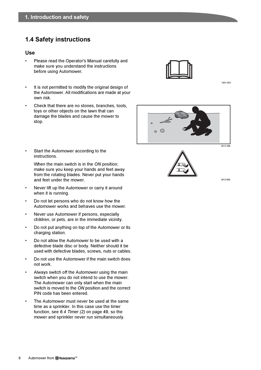 Husqvarna Robotic Lawn Mowe manual Safety instructions, Use 