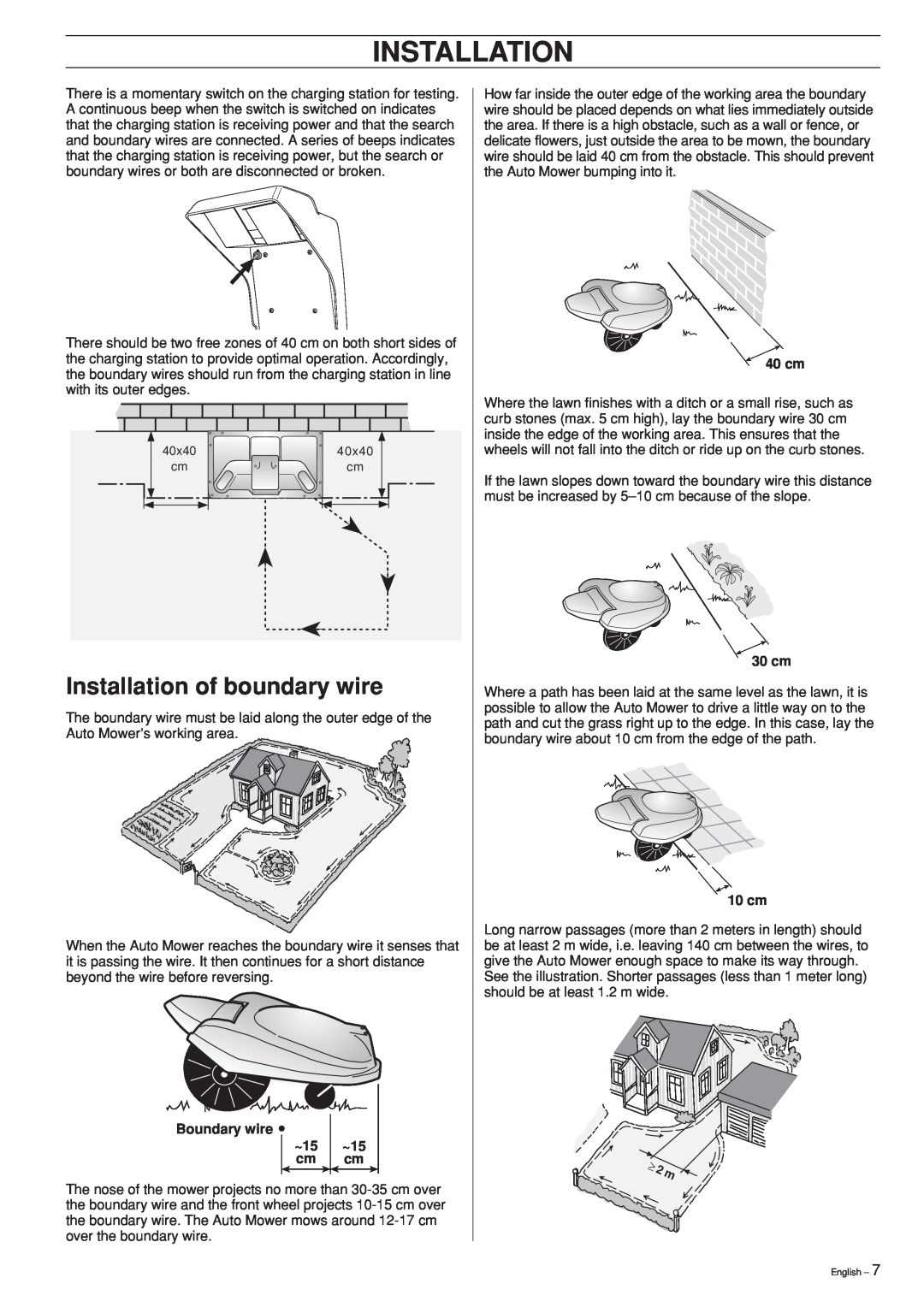 Husqvarna Robotic Lawn Mower manual Installation of boundary wire, ≥ 2 m 