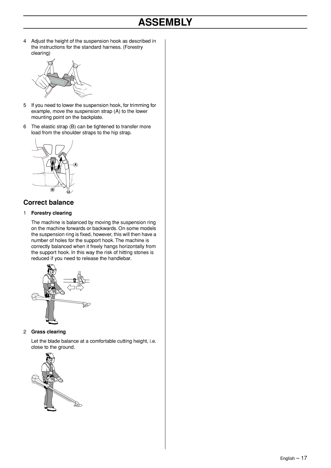 Husqvarna RS44, RS52, GR41, GR50 manual Correct balance 