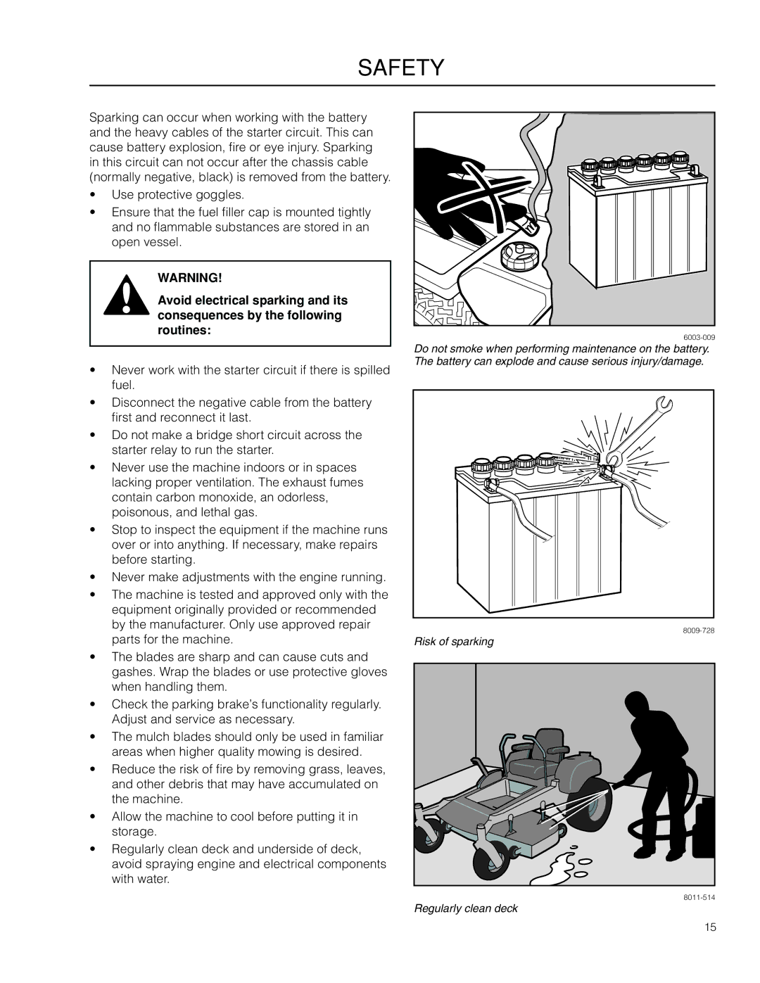 Husqvarna RZ19 CE / 966658901 manual Risk of sparking 