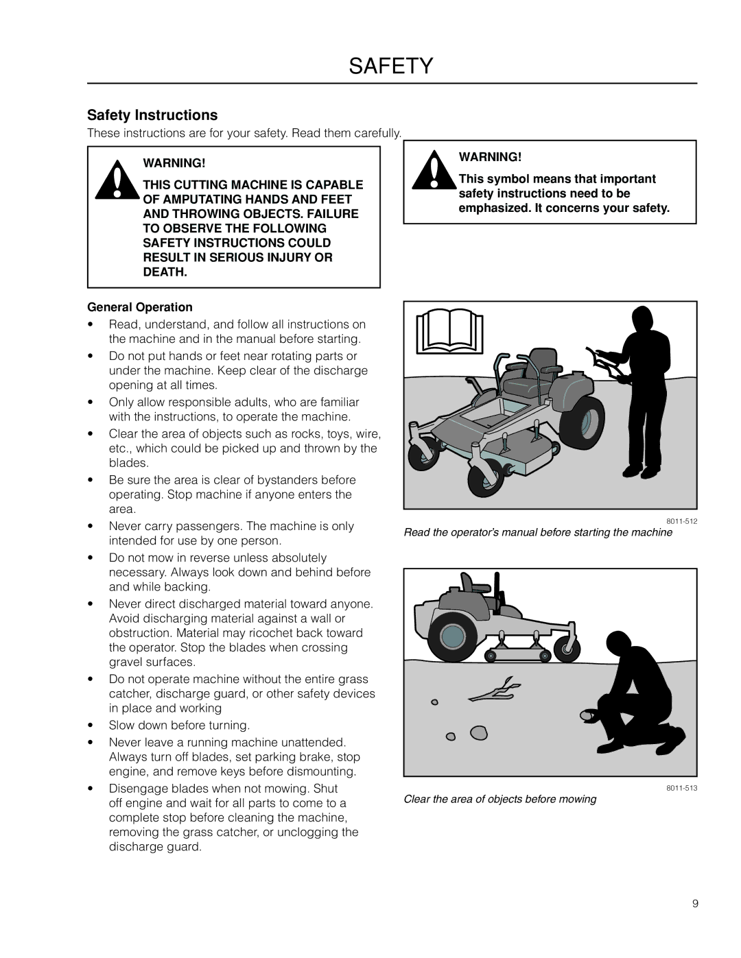 Husqvarna RZ19 CE / 966658901 manual Safety Instructions 