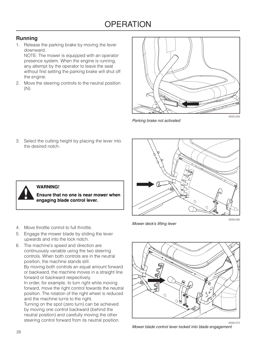 Husqvarna RZ3016 CA/966612302, RZ3019 BF/966582101, RZ3016/966612301 warranty Running 