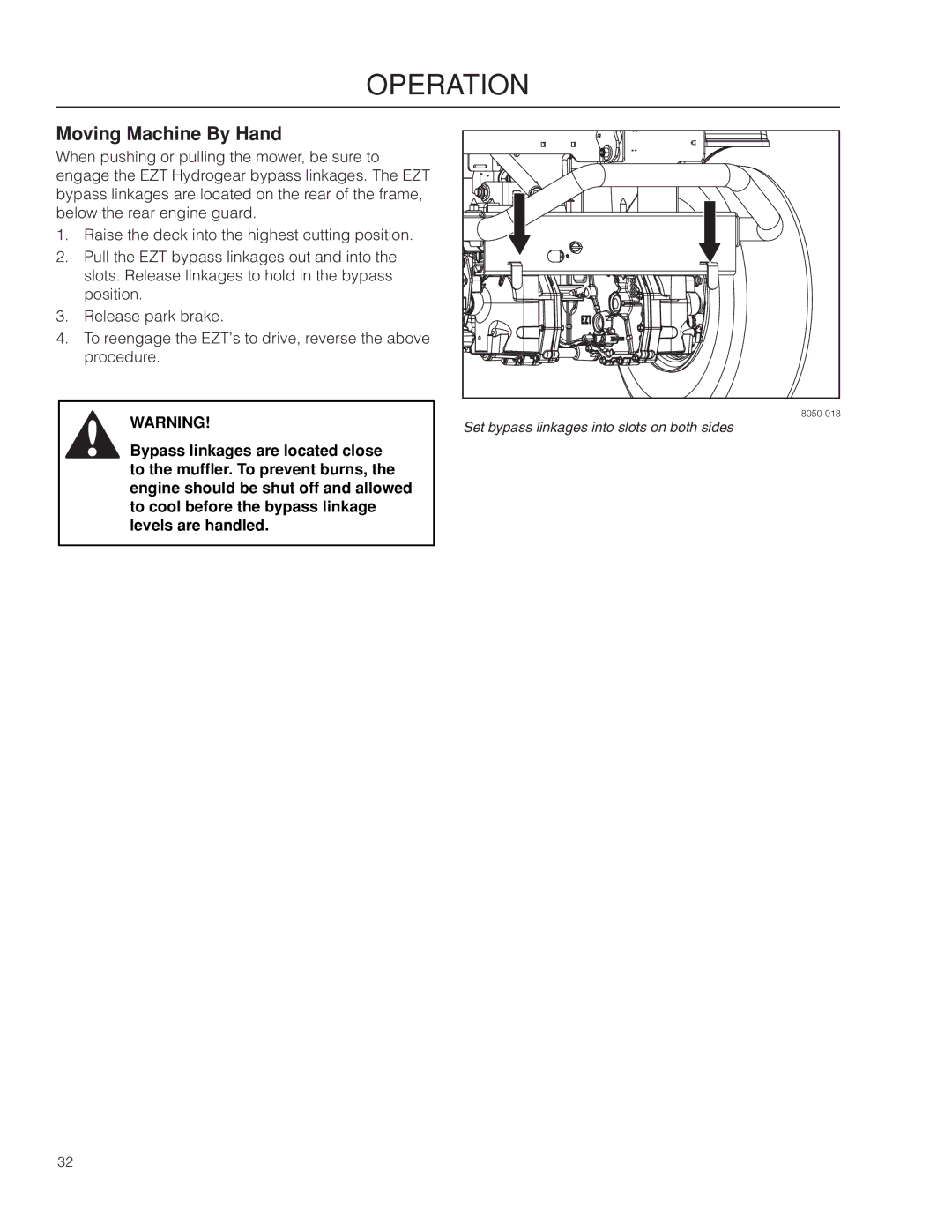 Husqvarna RZ3016/966612301, RZ3019 BF/966582101, RZ3016 CA/966612302 warranty Moving Machine By Hand 