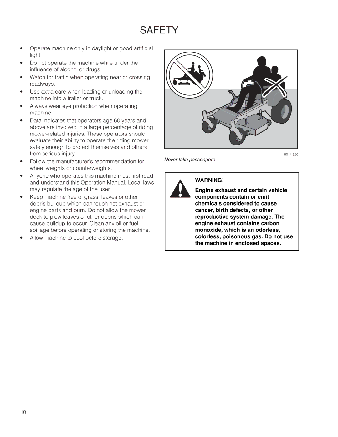 Husqvarna RZ4216 manual Never take passengers 