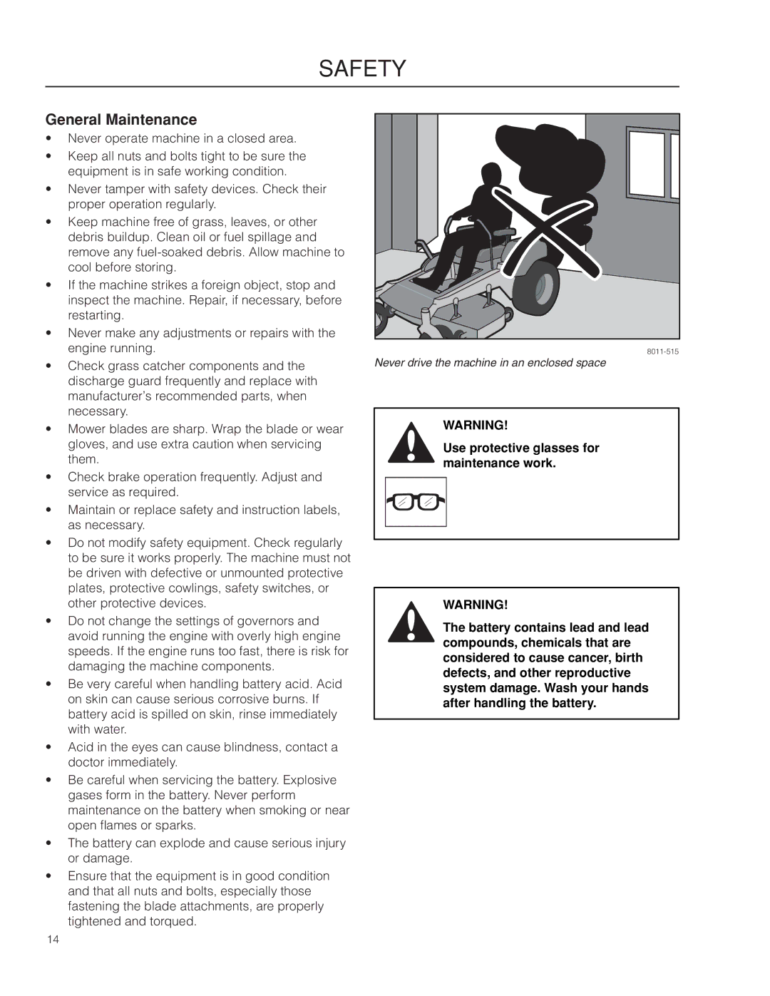 Husqvarna RZ4216 manual General Maintenance 