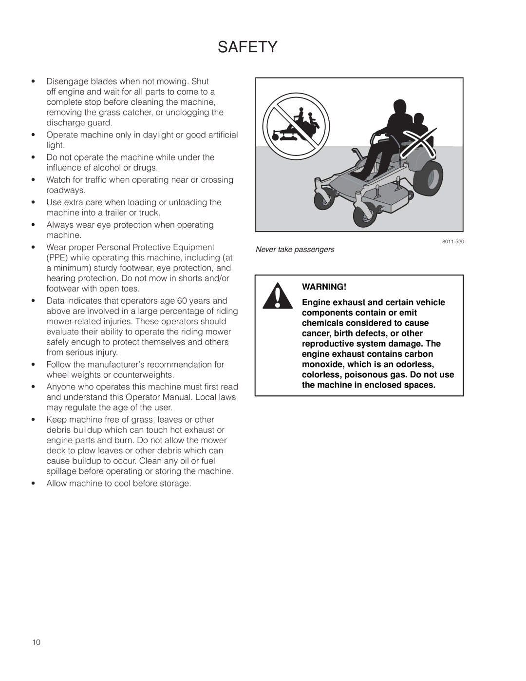 Husqvarna RZ4221 BF / 967176101 warranty Never take passengers 