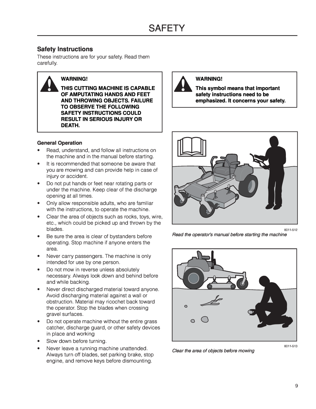 Husqvarna RZ4221 BF / 967176101 Safety Instructions, This Cutting Machine Is Capable Of Amputating Hands And Feet 