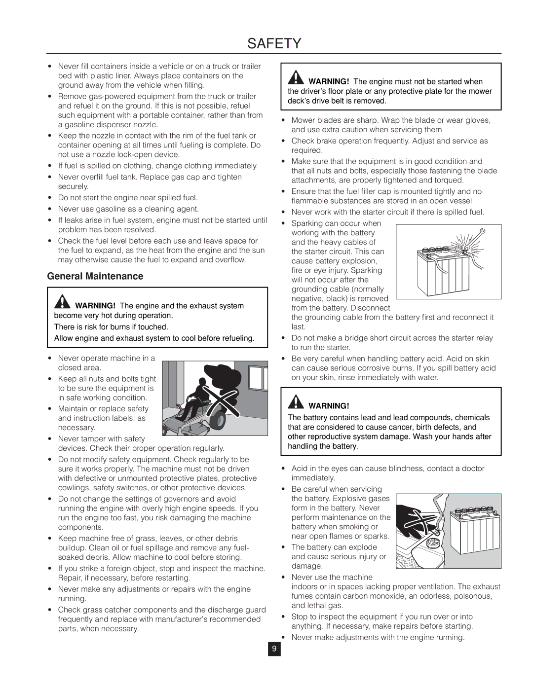 Husqvarna RZ46215 warranty General Maintenance 