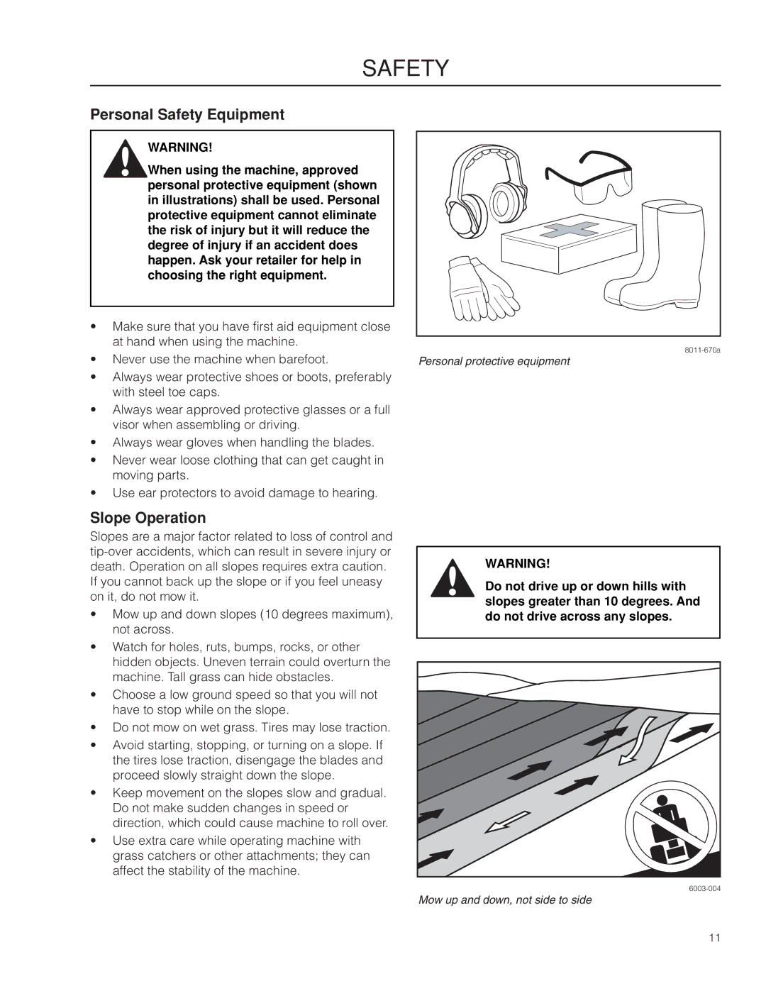 Husqvarna RZ4623/967009801 warranty Personal Safety Equipment, Slope Operation 