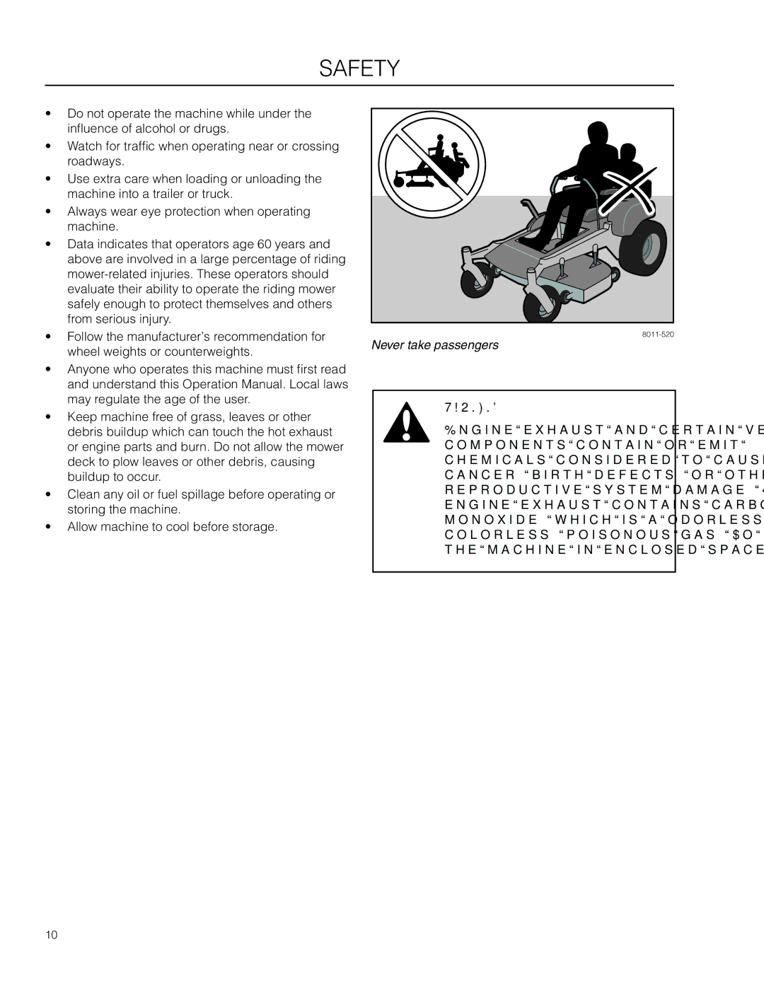 Husqvarna RZ4621 CA, RZ5424 / 966659301, RZ4623 / 966678201, RZ4824F / 966678301, RZ4621 BF / 966676501 Never take passengers 