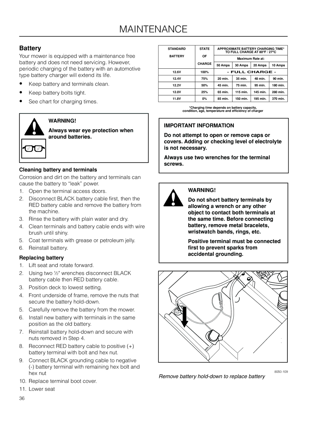 Husqvarna RZ4623 / 966678201, RZ5424 / 966659301, RZ4824F / 966678301, RZ4621 CA manual Battery, Replacing battery 