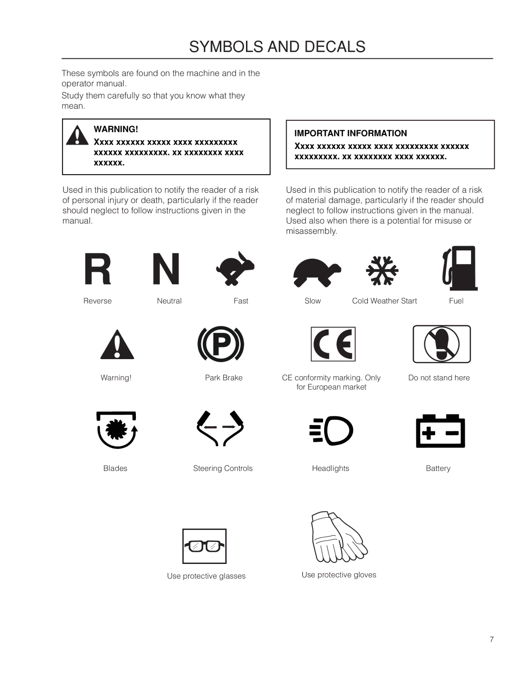 Husqvarna RZ54i / 967003604 warranty Symbols and Decals, Xxxx xxxxxx xxxxx xxxx Xxxxxx xxxxxxxxx. xx xxxxxxxx 